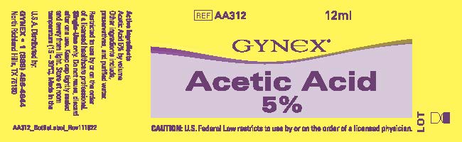 GYNEX AA312 5% Acetic Acid (Box/12 vials) GYNEX, AA312 5%,  Acetic, Acid, (Box/12 vials),  AA312, aa312, Gynex, gynex, acetic, acid, acetic, acid, 5%, 