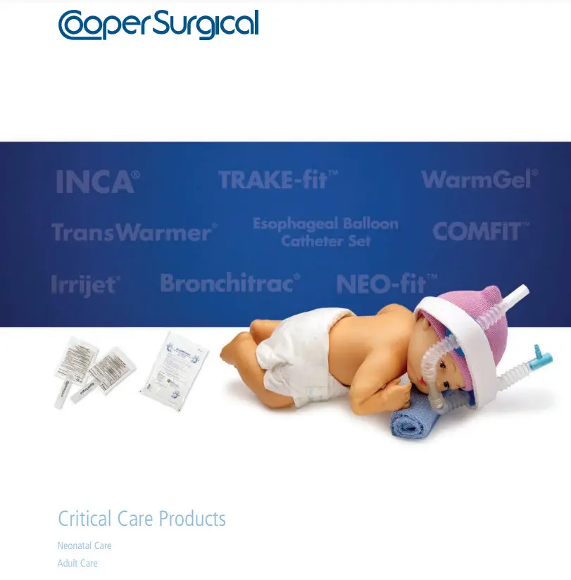 CooperSurgical Critical Care Products Catalog CooperSurgical, Critical Care, OBGYN, Ginecologia, Gynecology,  Neonatal Care, Adult Care