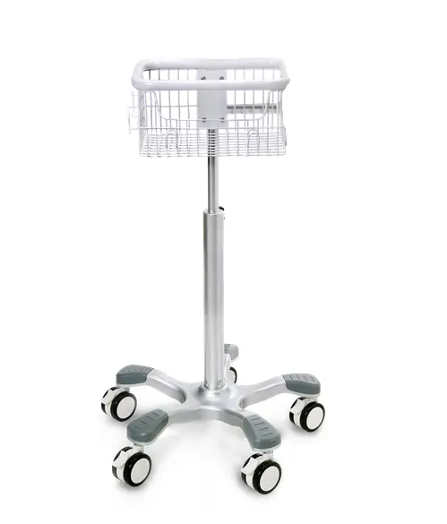 EDAN MT207 Rolling Stand with Basket and Locking Casters edan stand, rolling stand, ecg rolling stand, patient monitor stand, clayton stans rolling, EDAN_ECG, EDANVitalSign, 